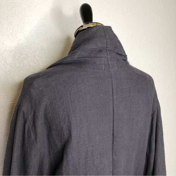 Milkit charcoal gray linen belted wrap nursing robe / cardigan size One Size - Picture 9 of 15